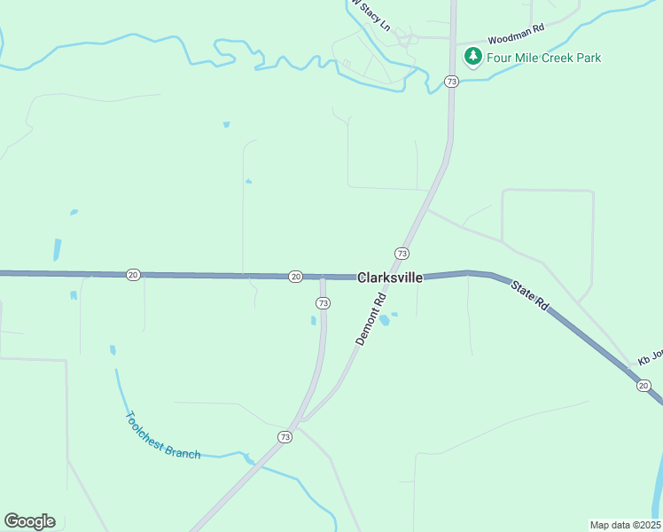 map of restaurants, bars, coffee shops, grocery stores, and more near 17842 Highway 73 in Clarksville