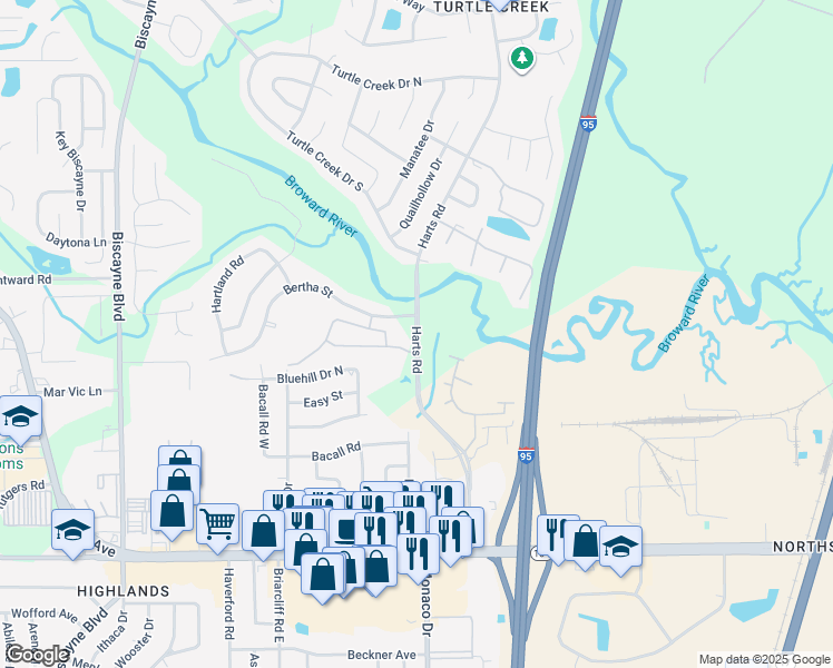 map of restaurants, bars, coffee shops, grocery stores, and more near 11182 Harts Road in Jacksonville