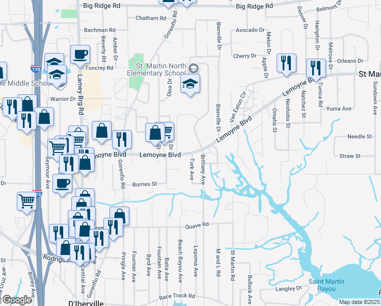 map of restaurants, bars, coffee shops, grocery stores, and more near 16308 Lemoyne Boulevard in Biloxi