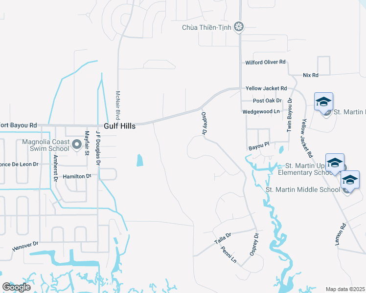map of restaurants, bars, coffee shops, grocery stores, and more near 5821 Old Fort Bayou Road in Ocean Springs