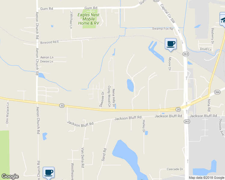 map of restaurants, bars, coffee shops, grocery stores, and more near 1950 Nena Hills Drive in Tallahassee