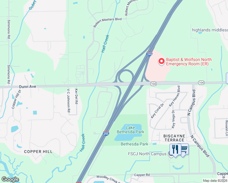 map of restaurants, bars, coffee shops, grocery stores, and more near 11147 Apple Blossom Trail East in Jacksonville