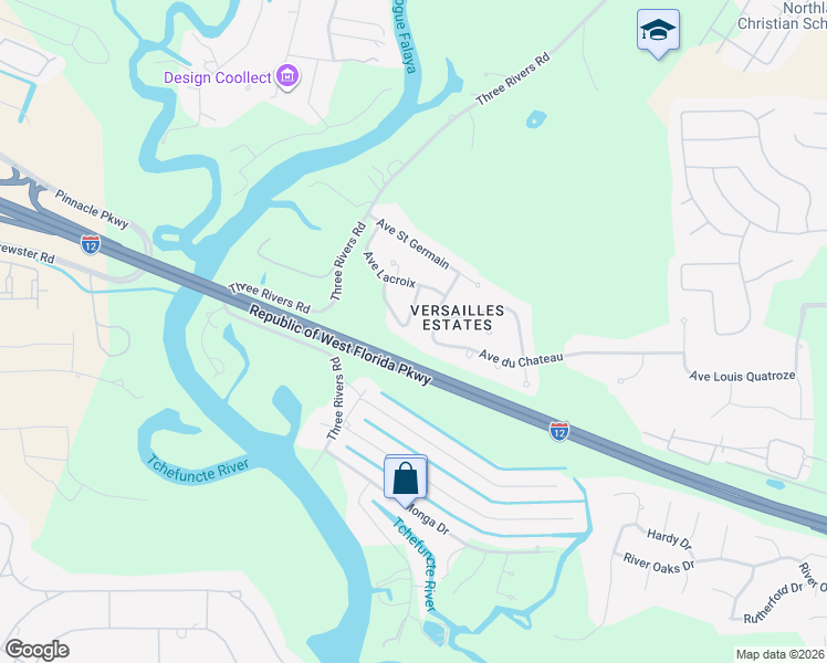 map of restaurants, bars, coffee shops, grocery stores, and more near 1271 Avenue du Chateau in Covington