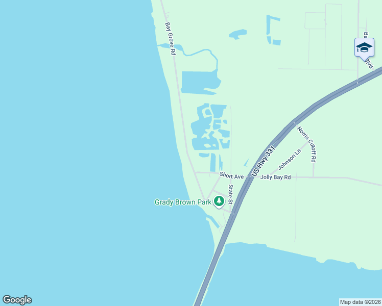 map of restaurants, bars, coffee shops, grocery stores, and more near 2633 Bay Grove Road in Freeport