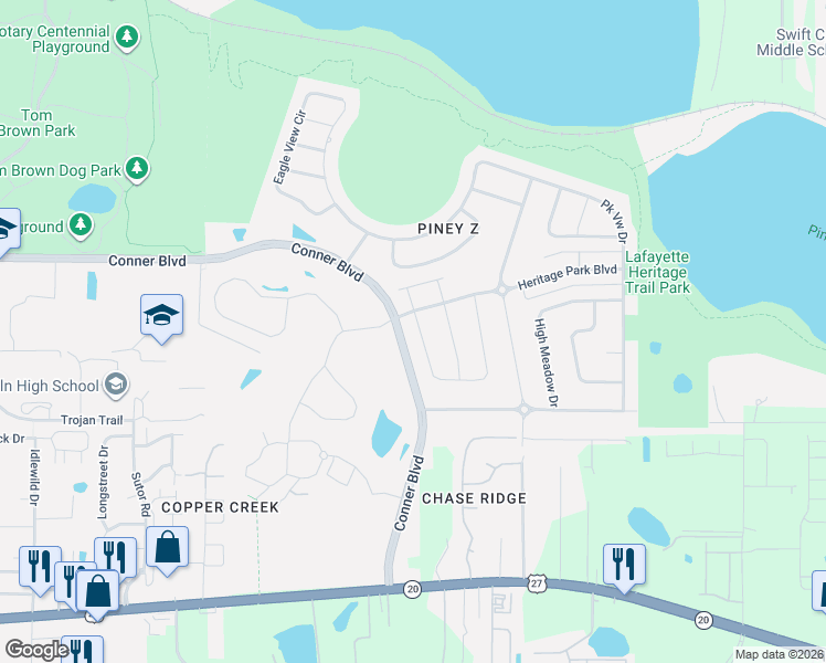 map of restaurants, bars, coffee shops, grocery stores, and more near 1005 Landings Loop in Tallahassee