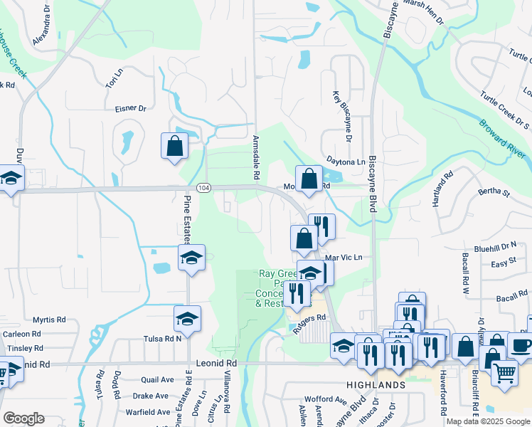 map of restaurants, bars, coffee shops, grocery stores, and more near 11032 Traci Lynn Drive in Jacksonville