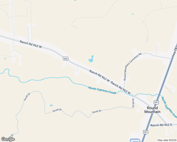 map of restaurants, bars, coffee shops, grocery stores, and more near 923 Ranch Road 962 West in Round Mountain