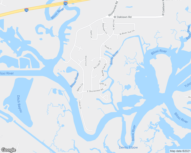 map of restaurants, bars, coffee shops, grocery stores, and more near 10000 Bald Eagle Drive in Biloxi