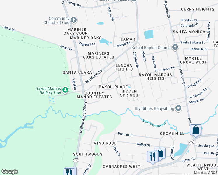 map of restaurants, bars, coffee shops, grocery stores, and more near 8005 Cayenne Way in Pensacola