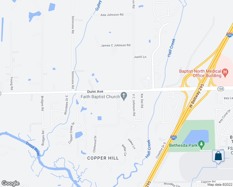 map of restaurants, bars, coffee shops, grocery stores, and more near 5518 Florida 104 in Jacksonville