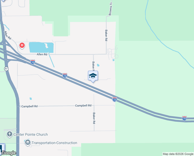 map of restaurants, bars, coffee shops, grocery stores, and more near 6600 Baker Rd in Vancleave