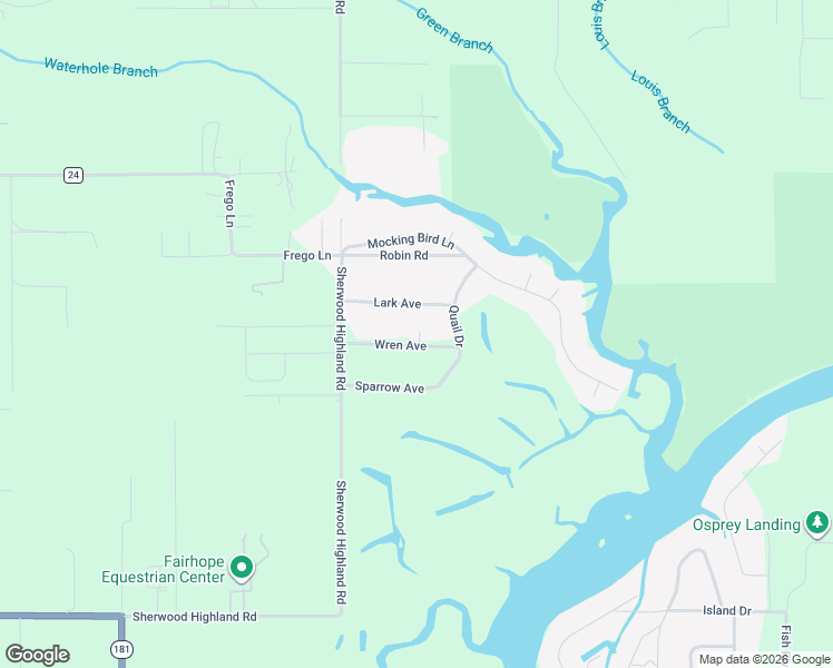 map of restaurants, bars, coffee shops, grocery stores, and more near 11209 Wren Avenue in Fairhope