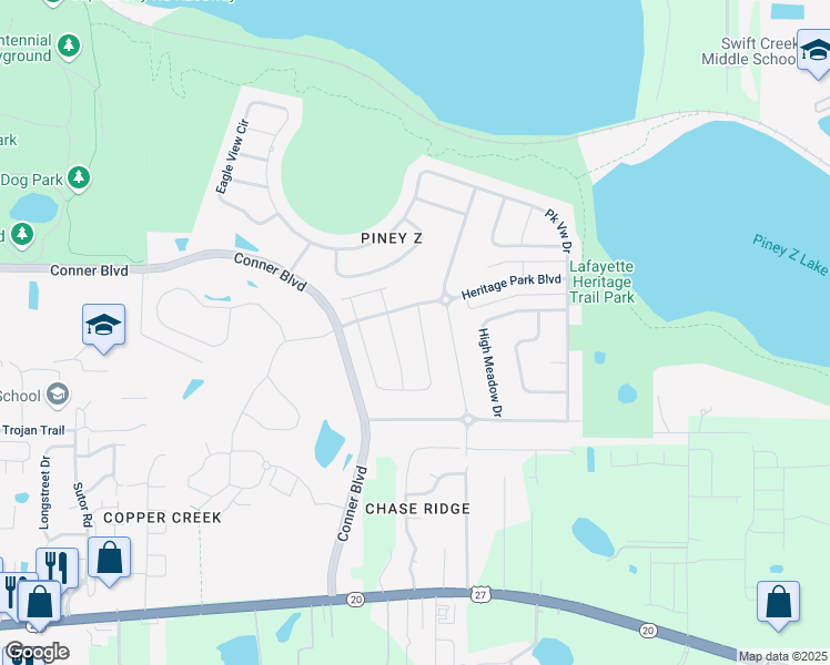 map of restaurants, bars, coffee shops, grocery stores, and more near 1209 Landings Loop in Tallahassee