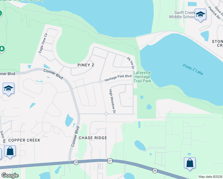 map of restaurants, bars, coffee shops, grocery stores, and more near 1077 High Meadow Drive in Tallahassee