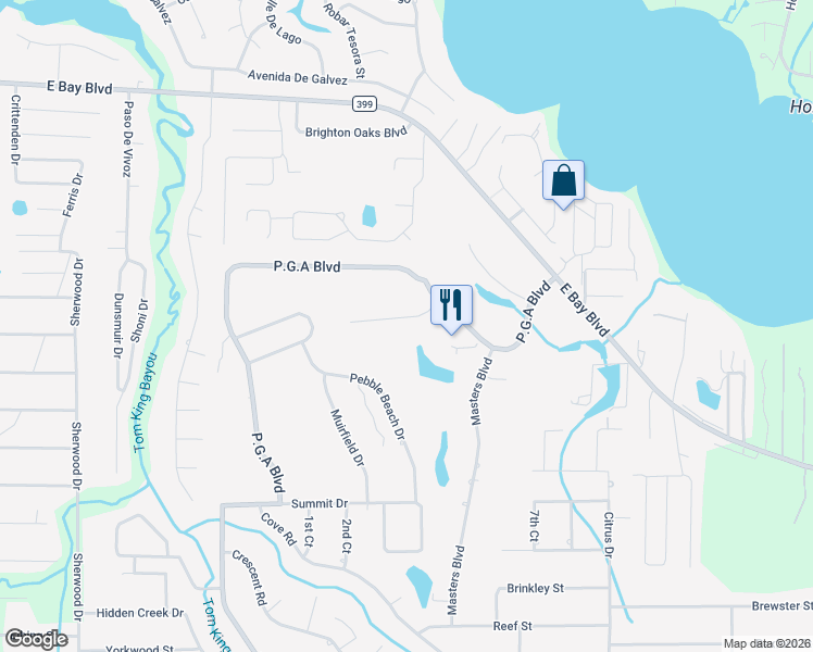 map of restaurants, bars, coffee shops, grocery stores, and more near 7049 Pro Am Court in Navarre