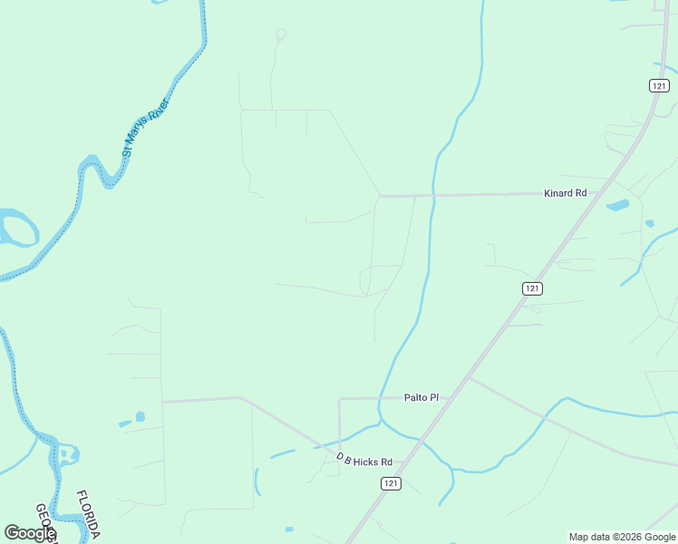 map of restaurants, bars, coffee shops, grocery stores, and more near 1845 Kinard Road in Bryceville