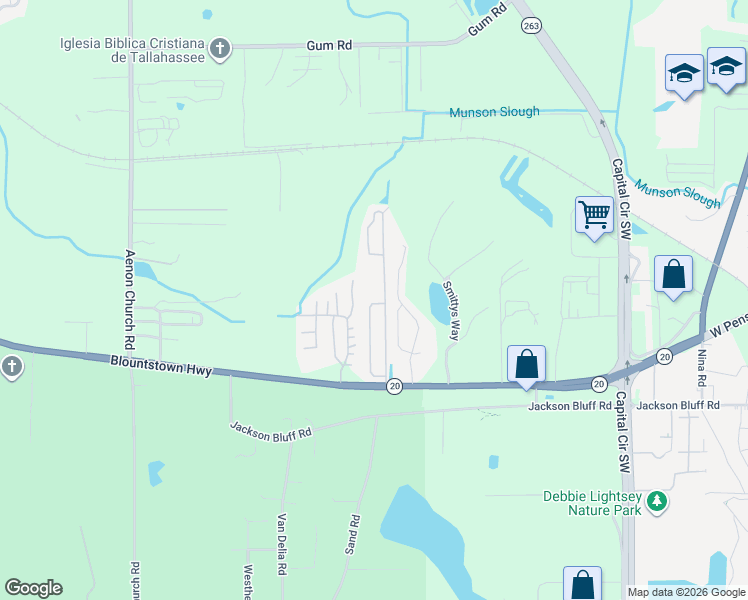 map of restaurants, bars, coffee shops, grocery stores, and more near 1925 Nena Hills Drive in Tallahassee