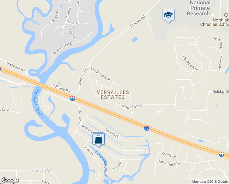 map of restaurants, bars, coffee shops, grocery stores, and more near 1456 Avenue Des Marquis in Covington