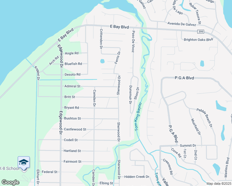 map of restaurants, bars, coffee shops, grocery stores, and more near 2827 Sherwood Drive in Navarre