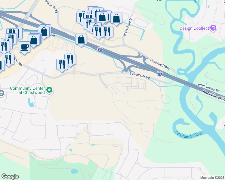 map of restaurants, bars, coffee shops, grocery stores, and more near 1157 River Chase Drive in Covington