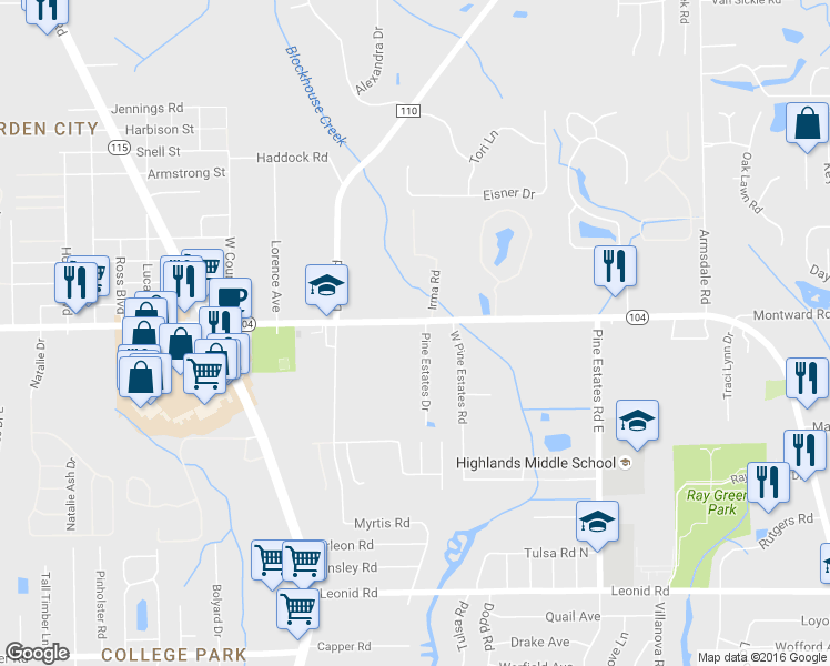 map of restaurants, bars, coffee shops, grocery stores, and more near 2640 Dunn Avenue in Jacksonville