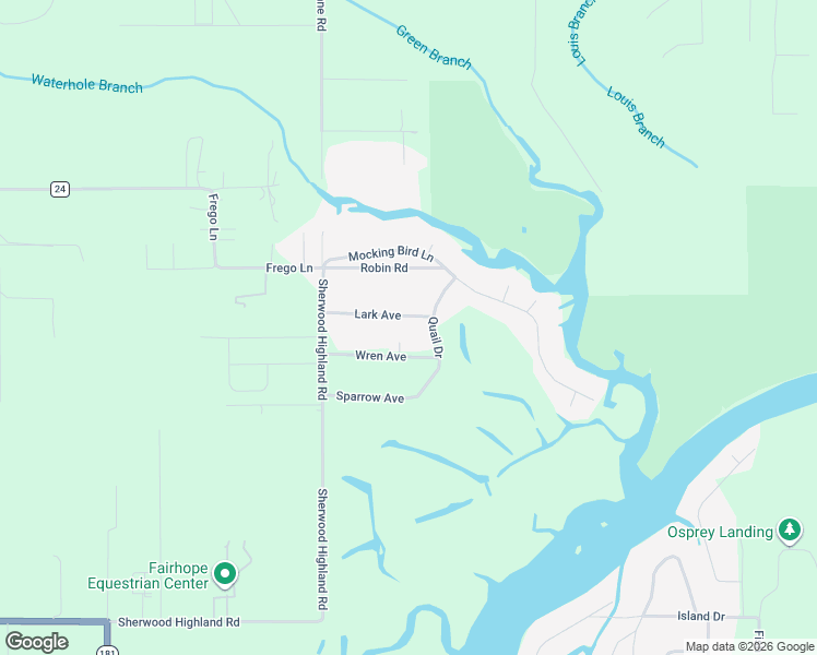 map of restaurants, bars, coffee shops, grocery stores, and more near 11209 Wren Avenue in Fairhope