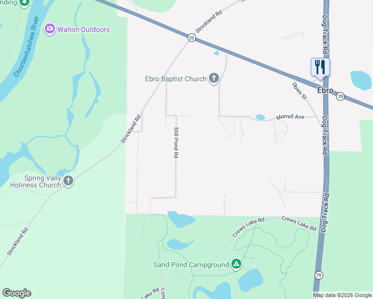 map of restaurants, bars, coffee shops, grocery stores, and more near 5445 Still Pond Road in Ebro