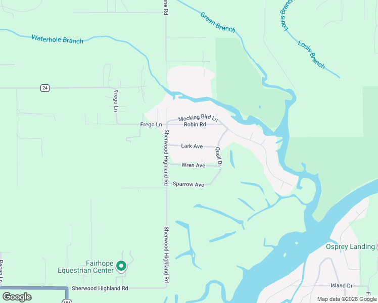 map of restaurants, bars, coffee shops, grocery stores, and more near 11150 Lark Avenue in Fairhope