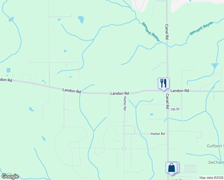 map of restaurants, bars, coffee shops, grocery stores, and more near 18191-18281 Landon Rd in Gulfport