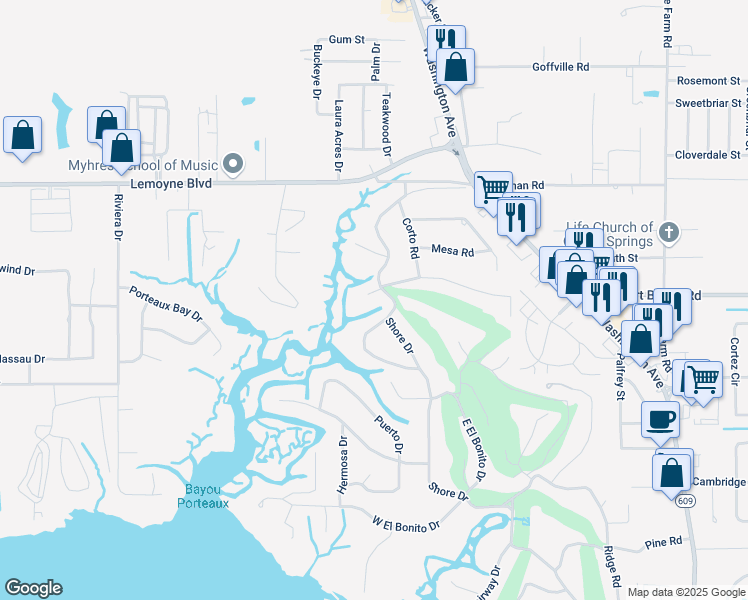 map of restaurants, bars, coffee shops, grocery stores, and more near 14008 Solano Cir in Ocean Springs
