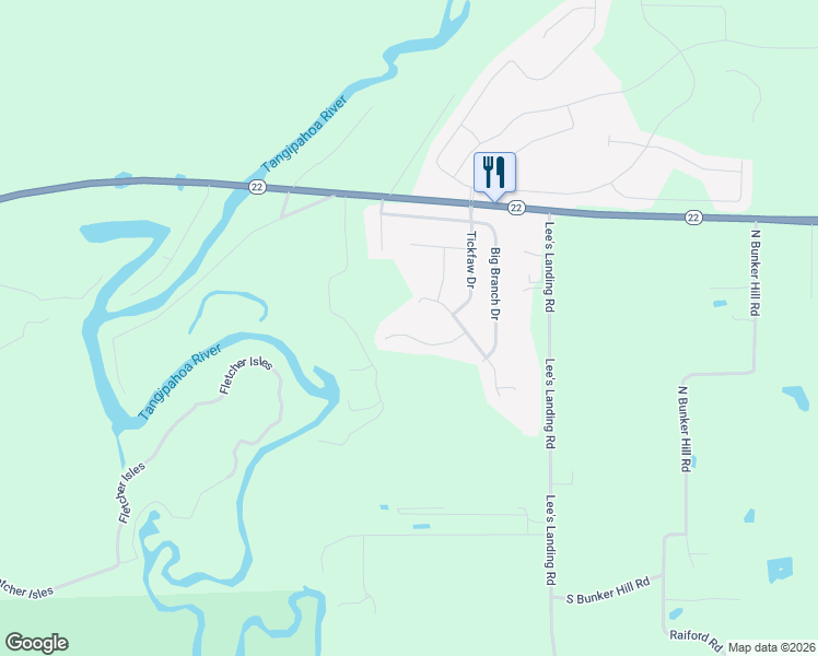 map of restaurants, bars, coffee shops, grocery stores, and more near 39525 Saint Louis Court in Ponchatoula