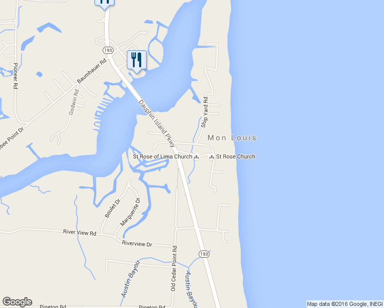 map of restaurants, bars, coffee shops, grocery stores, and more near Durette Avenue in Coden