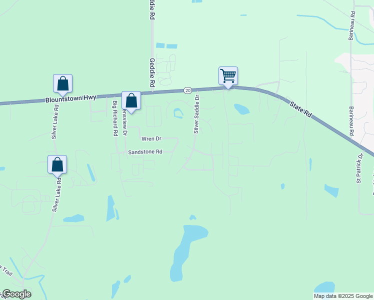 map of restaurants, bars, coffee shops, grocery stores, and more near 1436 Silver Saddle Drive in Tallahassee