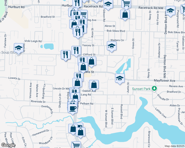 map of restaurants, bars, coffee shops, grocery stores, and more near 293 Lewis Street in Fort Walton Beach