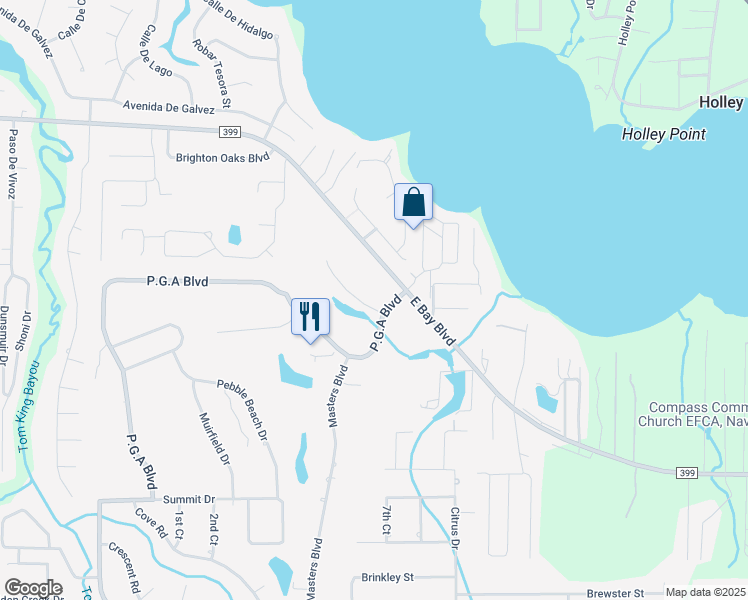 map of restaurants, bars, coffee shops, grocery stores, and more near 7148 Knollwood Drive in Navarre