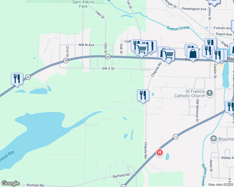 map of restaurants, bars, coffee shops, grocery stores, and more near in Blountstown