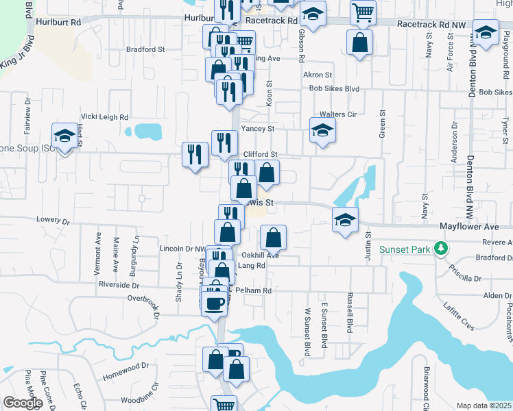 map of restaurants, bars, coffee shops, grocery stores, and more near 293 Lewis Street in Fort Walton Beach