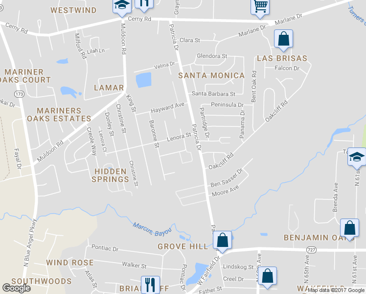 map of restaurants, bars, coffee shops, grocery stores, and more near 7210 Bruner Street in Pensacola