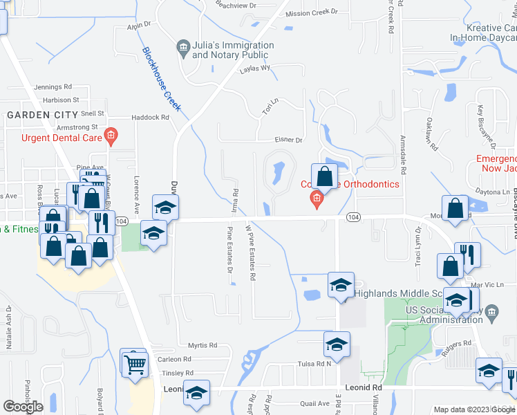 map of restaurants, bars, coffee shops, grocery stores, and more near 11223 Margarets Landing Place in Jacksonville