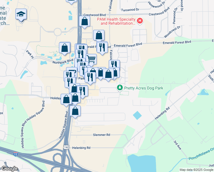 map of restaurants, bars, coffee shops, grocery stores, and more near 327 North Orchard Lane in Covington