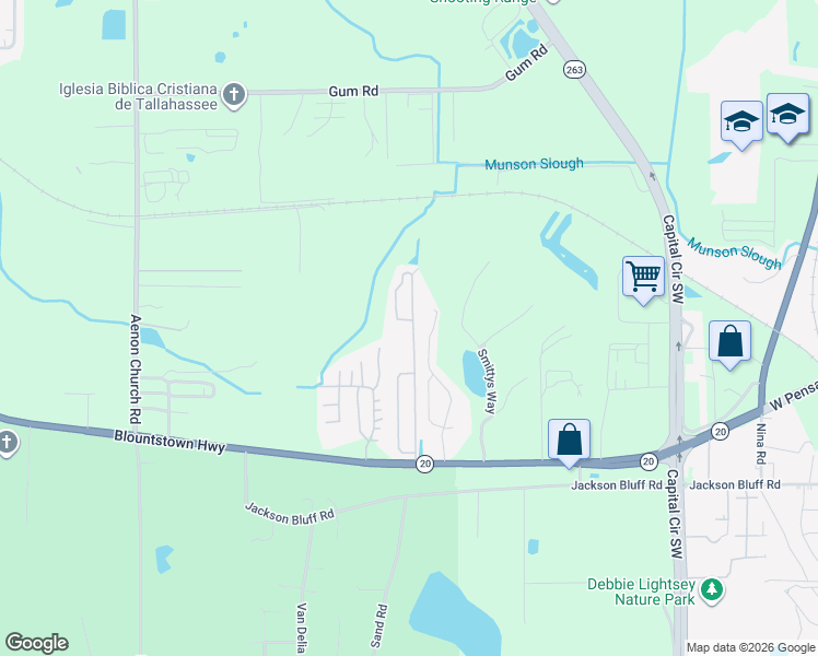 map of restaurants, bars, coffee shops, grocery stores, and more near 1870 Nena Hills Drive in Tallahassee