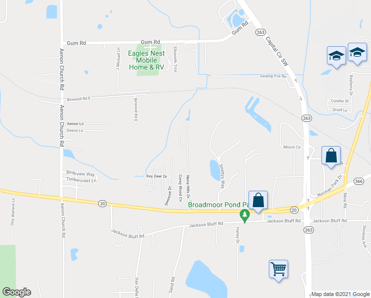 map of restaurants, bars, coffee shops, grocery stores, and more near 1870 Nena Hills Drive in Tallahassee