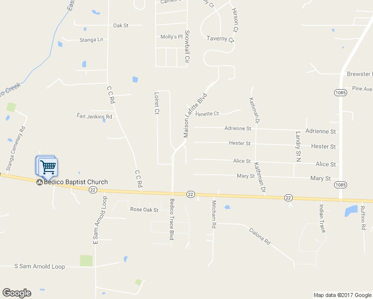 map of restaurants, bars, coffee shops, grocery stores, and more near 40122 Bornel Court in Ponchatoula