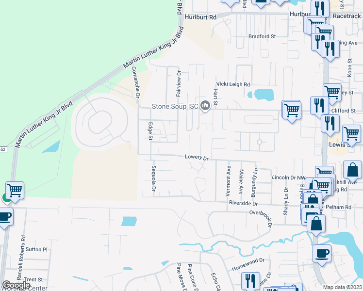 map of restaurants, bars, coffee shops, grocery stores, and more near 310 Seminole Street in Fort Walton Beach