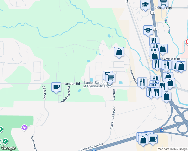 map of restaurants, bars, coffee shops, grocery stores, and more near 16207 Saddle Drive in Gulfport