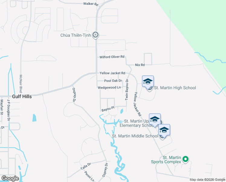 map of restaurants, bars, coffee shops, grocery stores, and more near 6705 Cypress Cove in Ocean Springs