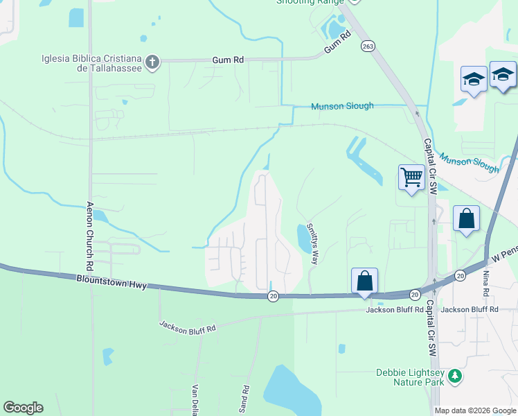 map of restaurants, bars, coffee shops, grocery stores, and more near 1417 Nena Hills Drive in Tallahassee