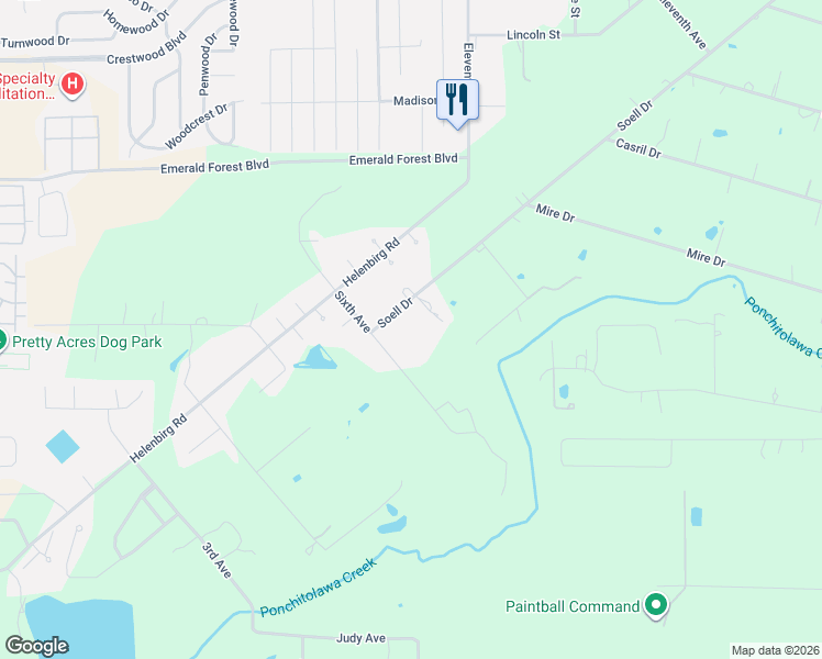 map of restaurants, bars, coffee shops, grocery stores, and more near 20564 Soell Drive in Covington