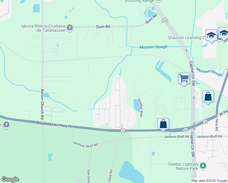 map of restaurants, bars, coffee shops, grocery stores, and more near 1485 Nena Hills Court in Tallahassee