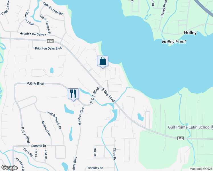 map of restaurants, bars, coffee shops, grocery stores, and more near 7274 Mossy Oaks Drive in Navarre